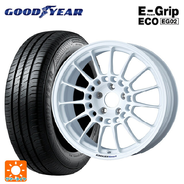 スバル レヴォーグ(VN系)用 225/45R18 95W XL グッドイヤー エフィシェントグリップ エコ EG02 エンケイ エンケイスポーツ RC-T5 White 新品サマータイヤホイール 4本セット