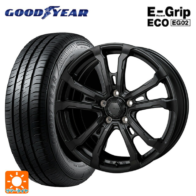 225/45R18 95W XL グッドイヤー エフィシェントグリップ エコ EG02 ジャパン三陽 ハイブロック ヴィラス サテンブラック 18-7.5J 国産車用 サマータイヤホイール4本セット