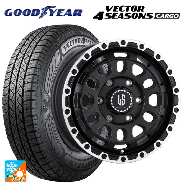 トヨタ ハイエース(200系)用 195/80R15 107/105N グッドイヤー ベクター4シーズンズ カーゴ 阿部商会 ラ･ストラーダ ディスカバー WBRP 新品オールシーズンタイヤホイール 4本セット