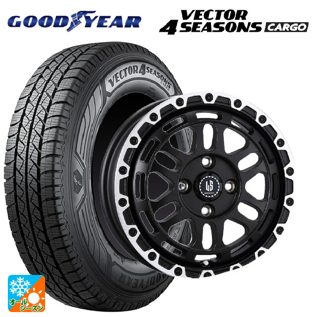 トヨタ プロボックス(160系)用 155/80R14 88/86N グッドイヤー ベクター4シーズンズ カーゴ 阿部商会 ラ･ストラーダ ディスカバー WBRP 新品オールシーズンタイヤホイール 4本セット