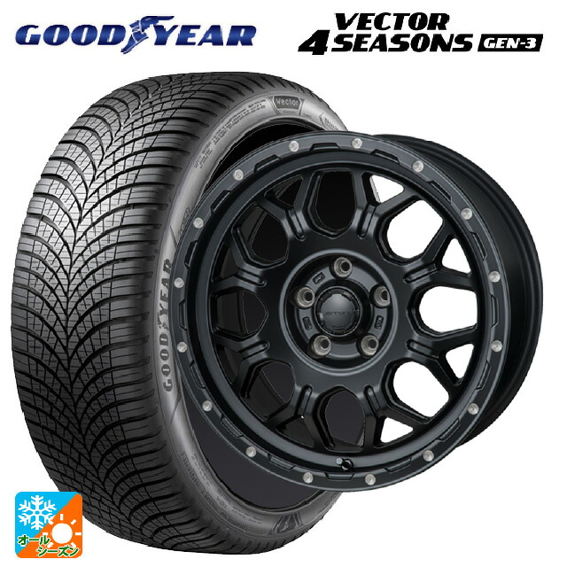 215/50R17 95W XL グッドイヤー ベクター4シーズンズ ジェン3 ジャパン三陽 ハイブロック ジェラード サテンBK/リーミング 17-7.5J 国産車用 オールシーズンタイヤホイール4本セット