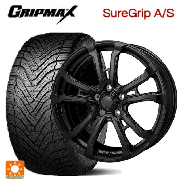 225/55R18 98W グリップマックス シュアグリップ A/S ブラックレター ジャパン三陽 ハイブロック ヴィラス サテンブラック 18-7.5J 国産車用 オールシーズンタイヤホイール4本セット
