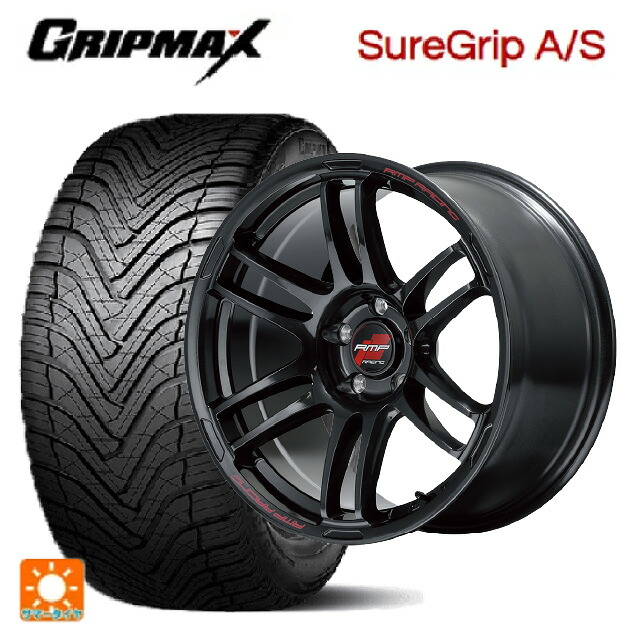 225/40R18 92W XL グリップマックス シュアグリップ A/S ブラックレター エムアイディー MIDレーシング R26 クリスタルブラック 18-7.5J 国産車用 オールシーズンタイヤホイール4本セット