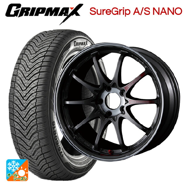 スバル クロストレック(5AA-GUE)用 225/60R17 99V グリップマックス シュアグリップ A/S ナノ ブラックレター レイズ ボルクレーシング CE28SL PG 新品オールシーズンタイヤホイール 4本セット