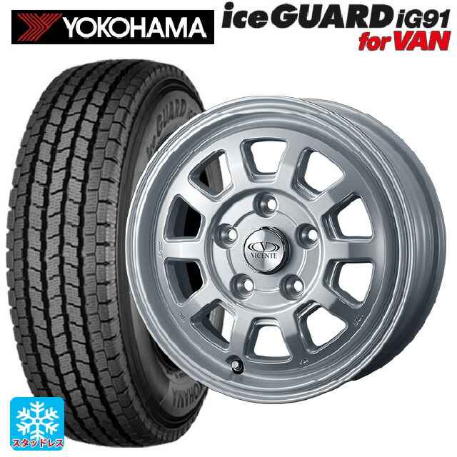 トヨタ プロボックス(160系)用 175/80R14 99/98N ヨコハマ アイスガード IG91 for VAN ウェッズ ヴィセンテ06PS シルバー 新品スタッドレスタイヤホイール 4本セット
