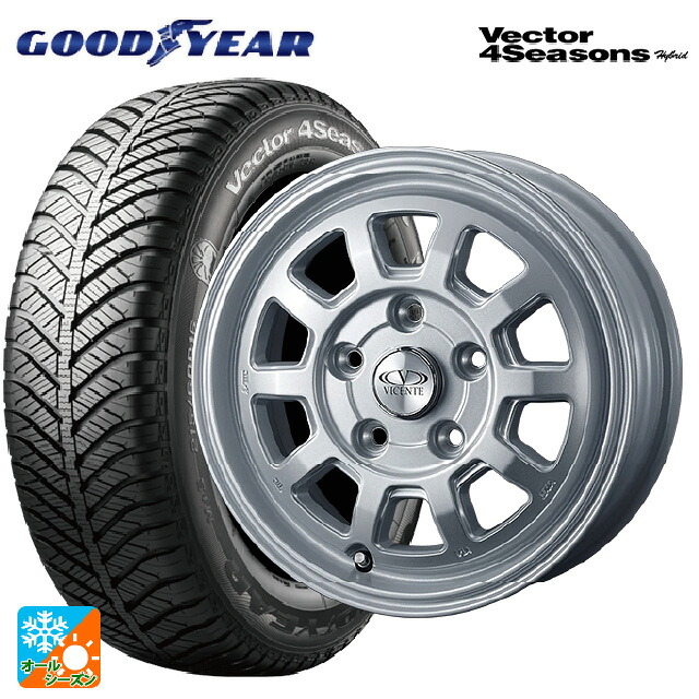 165/70R14 81S グッドイヤー ベクターフォーシーズンズ ハイブリッド ウェッズ ヴィセンテ06PS シルバー 14-5J 国産車用 オールシーズンタイヤホイール4本セット|タイヤホイール専門店コニシタイヤ