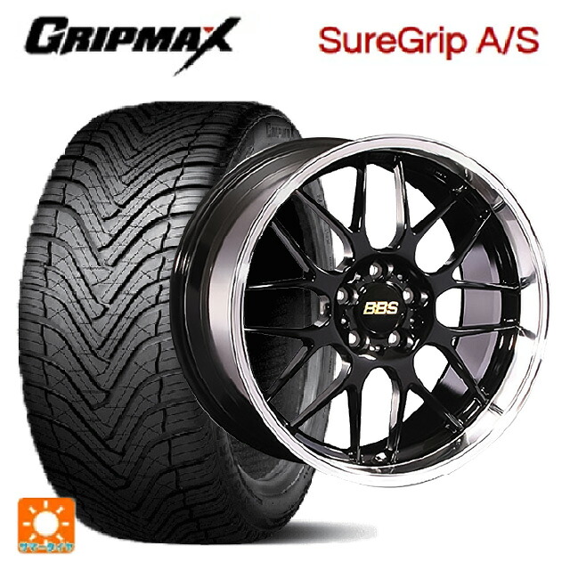 スバル レヴォーグ(VN系)用 225/45R18 95W XL グリップマックス シュアグリップ A/S ブラックレター BBS RG-R BKD 新品オールシーズンタイヤホイール 4本セット
