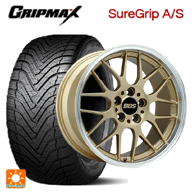 スバル レヴォーグ(VN系)用 225/45R18 95W XL グリップマックス シュアグリップ A/S ブラックレター BBS RG-R GLD 新品オールシーズンタイヤホイール 4本セット