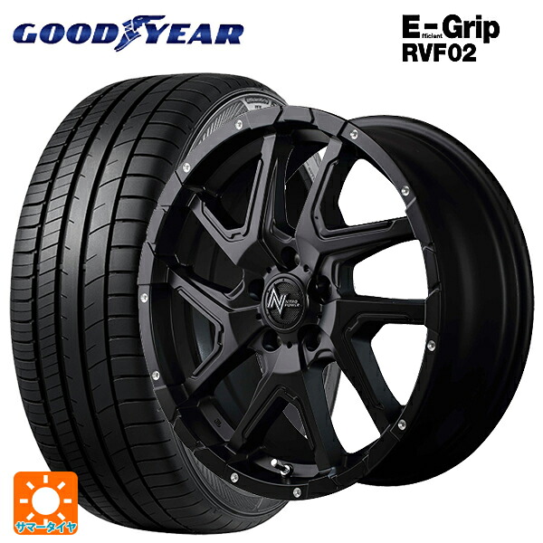 215/45R18 93W XL グッドイヤー エフィシェントグリップ RVF02 エムアイディー ナイトロパワーデリンジャー セミグロスブラック/フランジピアスドリルド 18-7J 国産車用 サマータイヤホイール4本セット