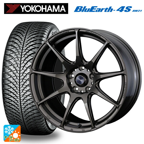 225/50R18 99W XL ヨコハマ ブルーアース4S AW21 # ウェッズ ウェッズスポーツ SA99R EJ-BRONZE 18-7.5J 国産車用 オールシーズンタイヤホイール4本セット