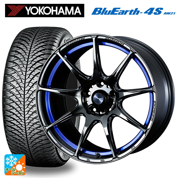 225/50R18 99W XL ヨコハマ ブルーアース4S AW21 # ウェッズ ウェッズスポーツ SA99R # BLC2 18-7.5J 国産車用 オールシーズンタイヤホイール4本セット