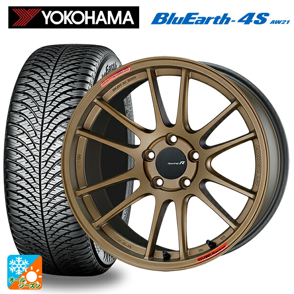 225/50R18 99W XL ヨコハマ ブルーアース4S AW21 # エンケイ レーシングレボリューション GTC01RR チタニウムゴールド 18-7.5J 国産車用 オールシーズンタイヤホイール4本セット