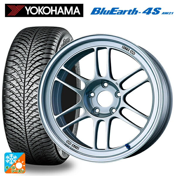 ホンダ ヴェゼル(RV系)用 225/50R18 99W XL ヨコハマ ブルーアース4S AW21 # エンケイ レーシング RPF1 シルバー 新品オールシーズンタイヤホイール 4本セット