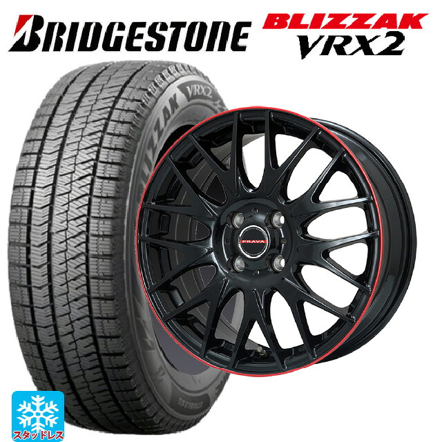2024年製 195/60R16 89Q ブリヂストン ブリザック VRX2 正規品 ビックウェイ レイシーン プラバ 9M Jr2 GBK/RDリム 16-6.5J 国産車用 スタッドレスタイヤホイール4本セット|タイヤホイール専門店コニシタイヤ
