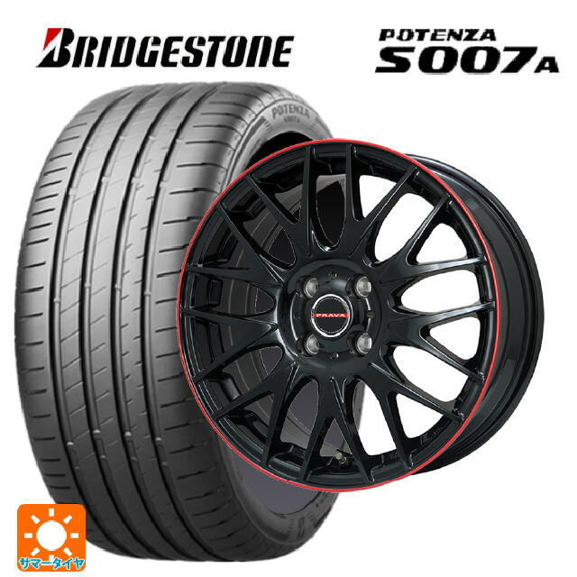 205/55R16 94W XL ブリヂストン ポテンザ S007A 正規品 ビックウェイ レイシーン プラバ 9M Jr2 GBK/RDﾘﾑ 16-6.5J 国産車用 サマータイヤホイール4本セット