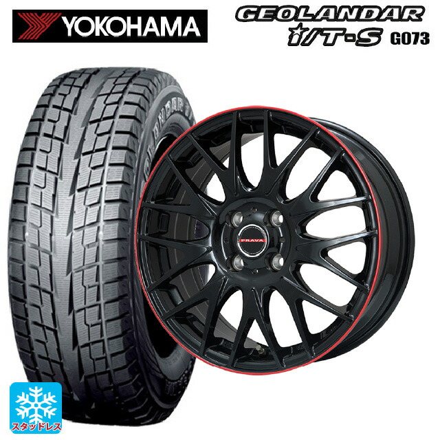 トヨタ ヤリスクロス(10系)用 2025年製 215/65R16 98Q ヨコハマ ジオランダー ITS G073 正規品 ビックウェイ レイシーン プラバ 9M Jr2 GBK/RDﾘﾑ 新品スタッドレスタイヤホイール 4本セット
