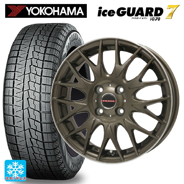 2025年製 155/65R14 75Q ヨコハマ アイスガード7(IG70) ビックウェイ レイシーン プラバ 9M Jr2 BR/P 14-4.5J 国産車用 スタッドレスタイヤホイール4本セット