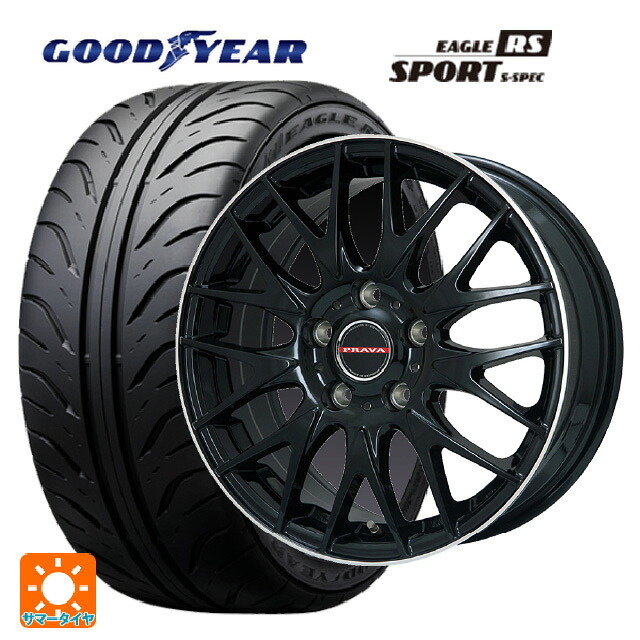195/55R15 84V グッドイヤー イーグル RS スポーツ S-スペック ビックウェイ レイシーン プラバ 9M Jr2 GBK/ﾘﾑP 15-6J 国産車用 サマータイヤホイール4本セット