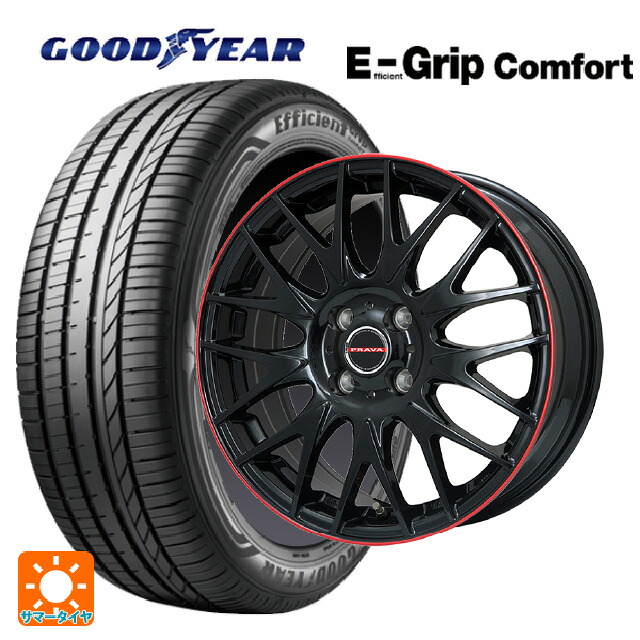 185/65R15 88H グッドイヤー エフィシェントグリップ コンフォート # ビックウェイ レイシーン プラバ 9M Jr2 GBK/RDリム 15-6J 国産車用 サマータイヤホイール4本セット|タイヤホイール専門店コニシタイヤ