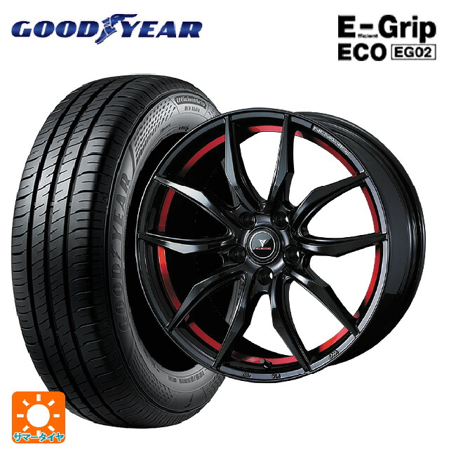 スバル レヴォーグ(VN系)用 225/45R18 95W XL グッドイヤー エフィシェントグリップ エコ EG02 ウェッズ ノヴァリス ローグ VF ピアノブラック/レッドライン 新品サマータイヤホイール 4本セット｜タイヤホイール専門店コニシタイヤ