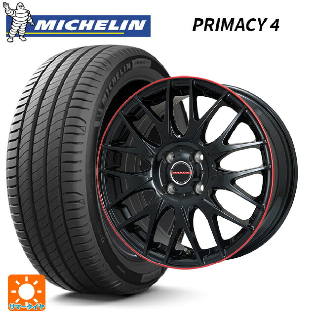 トヨタ カローラ スポーツ(210系)用 195/65R15 91V ミシュラン 正規品 プライマシー4 ビックウェイ レイシーン プラバ 9M Jr2 GBK/RDﾘﾑ 新品サマータイヤホイール 4本セット