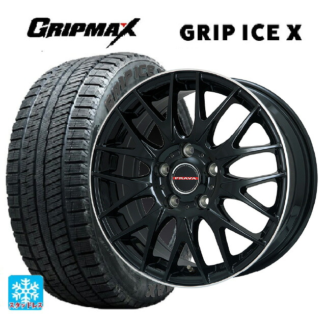 ダイハツ コペン(LA400K)用 165/50R16 77T XL グリップマックス グリップアイスX ブラックレター ビックウェイ レイシーン プラバ 9M Jr2 GBK/ﾘﾑP 新品スタッドレスタイヤホイール 4本セット