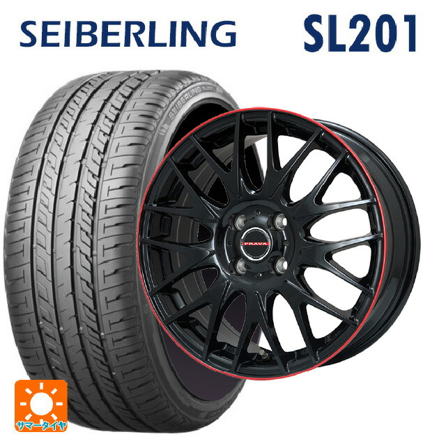 185/60R15 84H セイバーリング セイバーリング SL201(ブリヂストン工場生産） ビックウェイ レイシーン プラバ 9M Jr2 GBK/RDﾘﾑ 15-6J 国産車用 サマータイヤホイール4本セット