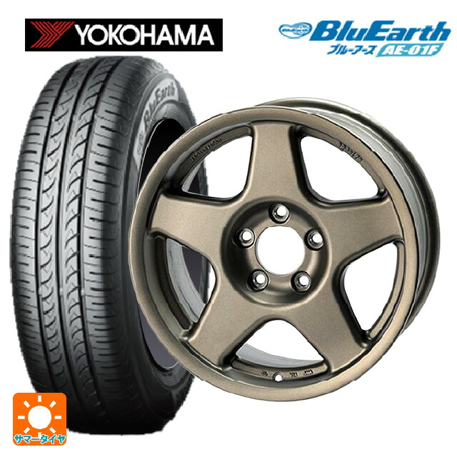 195/60R16 89H ヨコハマ ブルーアース AE01F 4×4エンジニアリング ブラッドレーV マットブロンズ 16-7J 国産車用 サマータイヤホイール4本セット