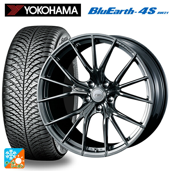 ホンダ ヴェゼル(RV系)用 225/50R18 99W XL ヨコハマ ブルーアース4S AW21 # ウェッズ エフゼロ FZ-1 DIAMOND BLACK 新品オールシーズンタイヤホイール 4本セット