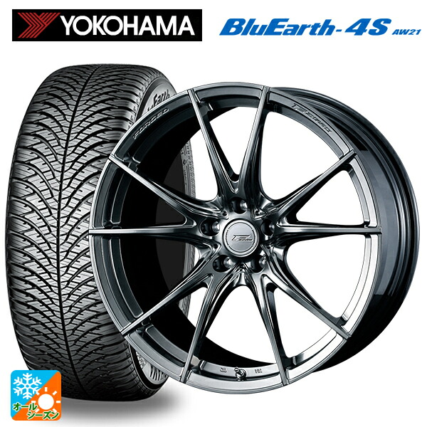 ホンダ ヴェゼル(RV系)用 225/50R18 99W XL ヨコハマ ブルーアース4S AW21 # ウェッズ エフゼロ FZ-2 DIAMOND BLACK 新品オールシーズンタイヤホイール 4本セット