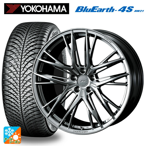 225/50R18 99W XL ヨコハマ ブルーアース4S AW21 # ウェッズ エフゼロ FZ-5 DIAMOND BLACK 18-8J 国産車用 オールシーズンタイヤホイール4本セット|タイヤホイール専門店コニシタイヤ