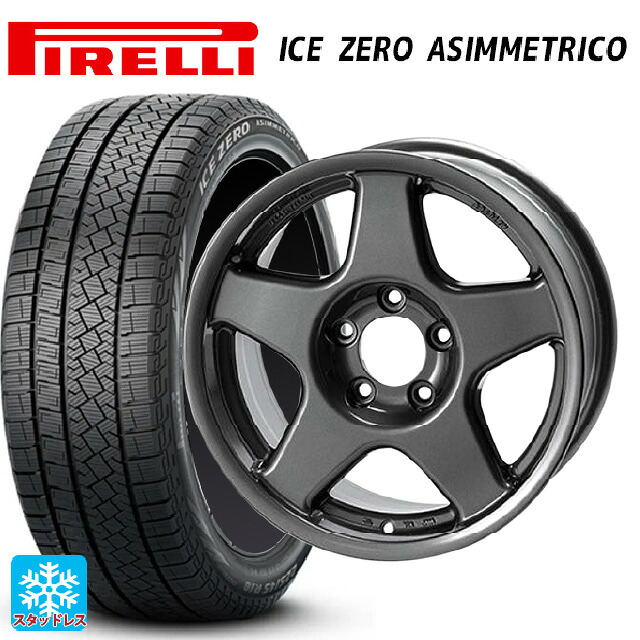 215/60R16 99H XL ピレリ アイスゼロ アシンメトリコ 正規品 # 4×4エンジニアリング ブラッドレーV ガンメタリック 16-7J 国産車用 スタッドレスタイヤホイール4本セット