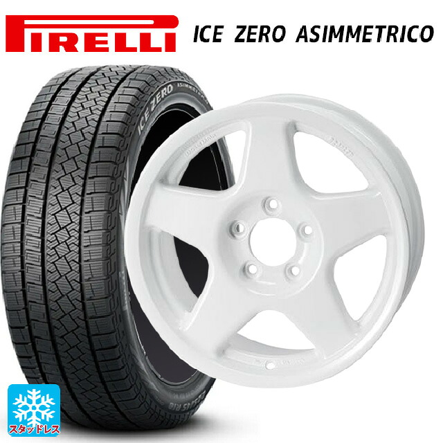 215/60R16 99H XL ピレリ アイスゼロ アシンメトリコ 正規品 # 4×4エンジニアリング ブラッドレーV パールホワイト 16-7J 国産車用 スタッドレスタイヤホイール4本セット