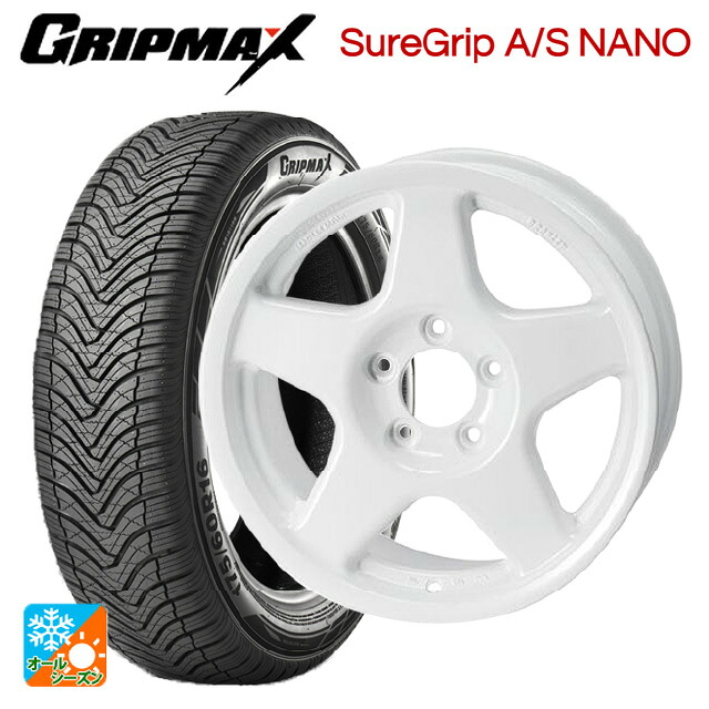 スズキ ジムニー(64系)用 175/80R16 91S グリップマックス シュアグリップ A/S ナノ ブラックレター 4×4エンジニアリング ブラッドレーV パールホワイト 新品オールシーズンタイヤホイール 4本セット