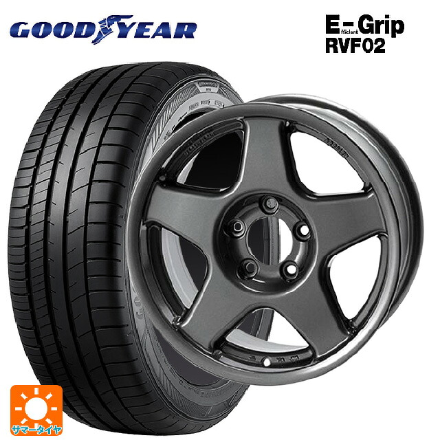 215/50R17 95V XL グッドイヤー エフィシェントグリップ RVF02 4×4エンジニアリング ブラッドレーV ガンメタリック 17-7J 国産車用 サマータイヤホイール4本セット