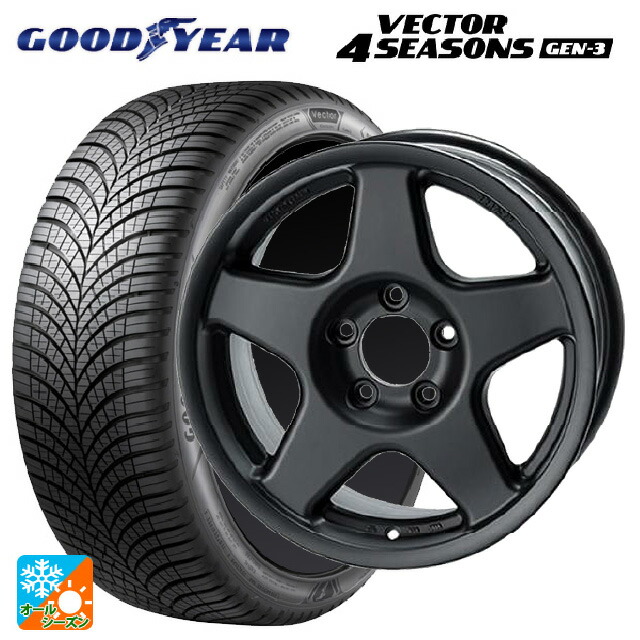215/50R17 95W XL グッドイヤー ベクター4シーズンズ ジェン3 4×4エンジニアリング ブラッドレーV マットブラック 17-7J 国産車用 オールシーズンタイヤホイール4本セット