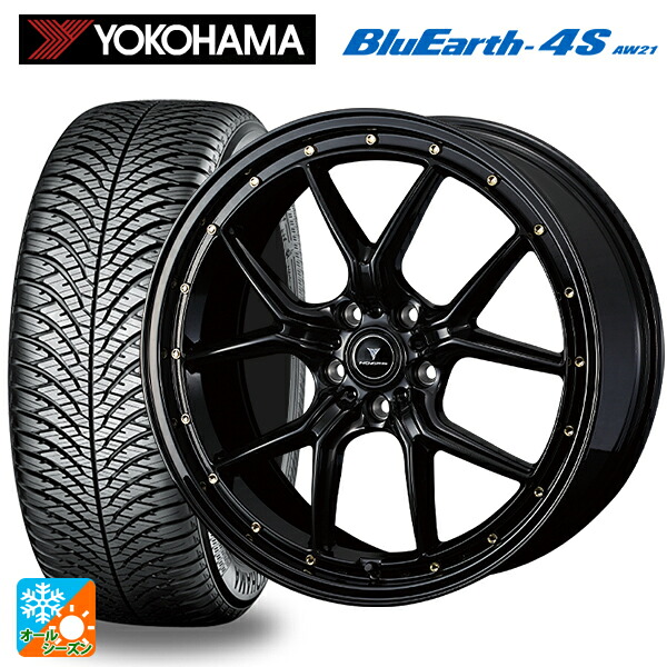 225/50R18 99W XL ヨコハマ ブルーアース4S AW21 # ウェッズ ノヴァリス アセットS1 BLACK/GOLD PIERCE 18-7.5J 国産車用 オールシーズンタイヤホイール4本セット