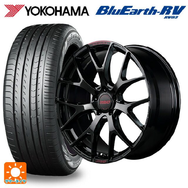 225/40R19 93W XL ヨコハマ ブルーアース RV03 # レイズ ホムラ 2X7FT スペック-M B8J 19-8J 国産車用 サマータイヤホイール4本セット