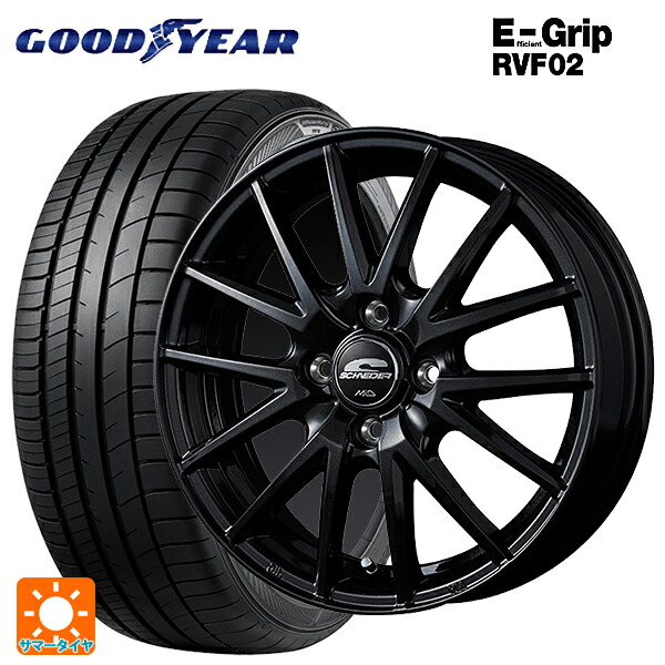 ダイハツ トール(M900系)用 175/55R15 77V グッドイヤー エフィシェントグリップ RVF02 エムアイディー MIDホイール SQ27 メタリックブラック 新品サマータイヤホイール 4本セット