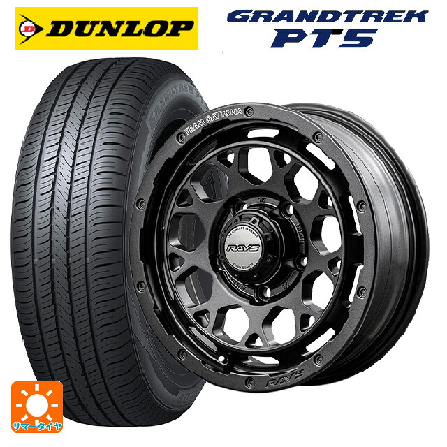 スズキ ジムニー(64系)用 175/80R16 91S ダンロップ グラントレックPT5 レイズ チームデイトナ M9+ スペックm # AOJ 新品サマータイヤホイール 5本セット