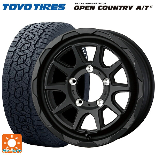 スズキ ジムニーシエラ(74系)用 195/80R15 107/105N トーヨー オープンカントリー AT3 ホワイトレター ウェッズ マッドヴァンス06 フルマットブラック 新品サマータイヤホイール 5本セット