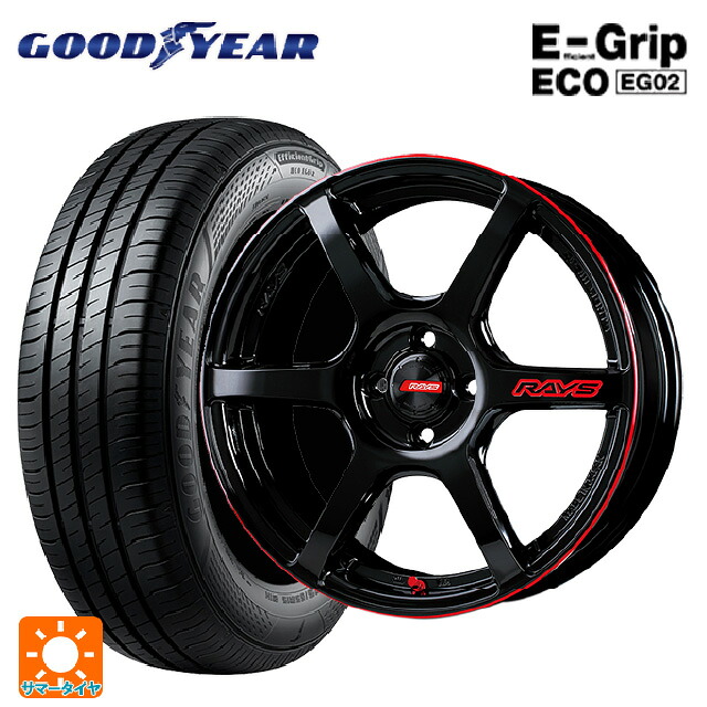 スズキ スペーシアベース(MK33)用 165/55R15 75V グッドイヤー エフィシェントグリップ エコ EG02 レイズ グラムライツ 57C6タイムアタックエディション BLJ 新品サマータイヤホイール 4本セット|タイヤホイール専門店コニシタイヤ