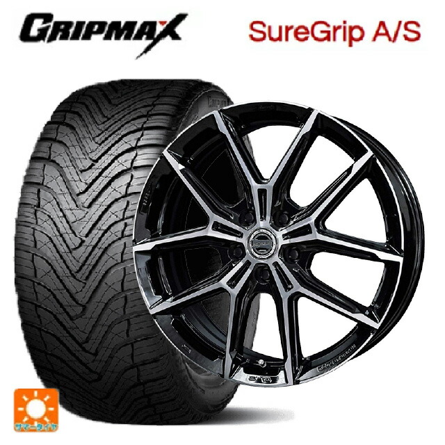 レクサス LM(TAWH15W)用 225/55R19 99W グリップマックス シュアグリップ A/S ブラックレター 共豊 スマック +EK M1 グロスブラック×ポリッシュ 新品オールシーズンタイヤホイール 4本セット