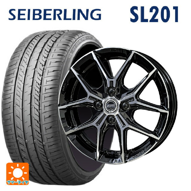 195/55R15 85V セイバーリング セイバーリング SL201(ブリヂストン工場生産） 共豊 スマック +EK M1 グロスブラック&times;ポリッシュ 15-5.5J 国産車用 サマータイヤホイール4本セット｜タイヤホイール専門店コニシタイヤ 56,485円