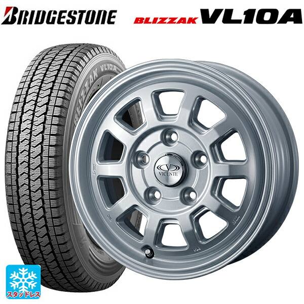 トヨタ プロボックス(160系)用 165/80R14 97/95N ブリヂストン ブリザック VL10A 正規品 ウェッズ ヴィセンテ06PS シルバー 新品スタッドレスタイヤホイール 4本セット