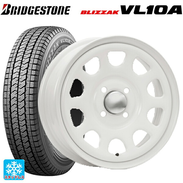 トヨタ サクシード(160系)用 175/80R14 99/98N ブリヂストン ブリザック VL10A 正規品 エムエルジェイ デイトナ SS ALL WHITE 新品スタッドレスタイヤホイール 4本セット|タイヤホイール専門店コニシタイヤ
