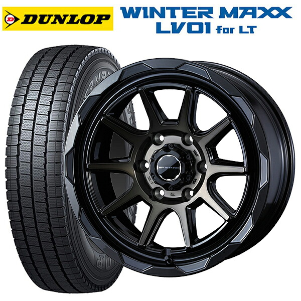 トヨタ ハイエース(200系)用 195/80R15 107/105N ダンロップ ウィンターマックス LV01 for VAN ウェッズ マッドヴァンス06 ブラックポリッシュブロンズクリア 新品スタッドレスタイヤホイール 4本セット