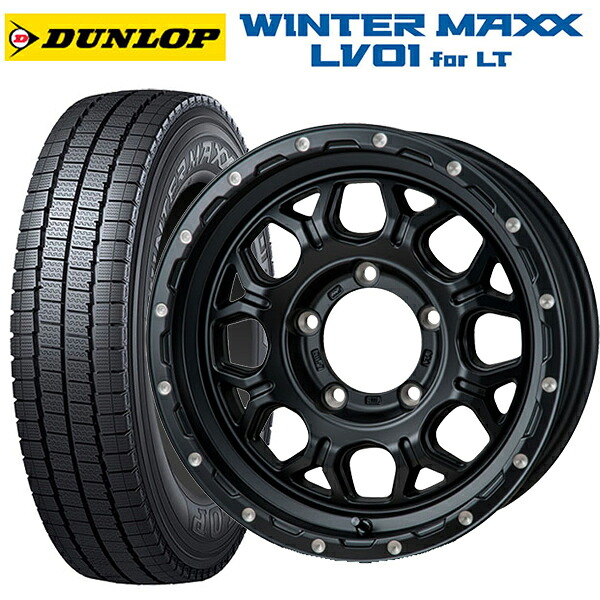 スズキ ジムニーノマド(JC74W)用 225/70R16 117/115N ダンロップ ウィンターマックス LV01 for VAN ジャパン三陽 ハイブロック ジェラード サテンBK/リーミング 新品スタッドレスタイヤホイール 4本セット
