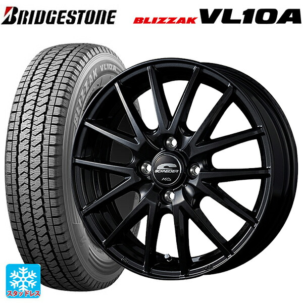 トヨタ サクシード(160系)用 165/80R14 97/95N ブリヂストン ブリザック VL10A 正規品 エムアイディー MIDホイール SQ27 メタリックブラック 新品スタッドレスタイヤホイール 4本セット