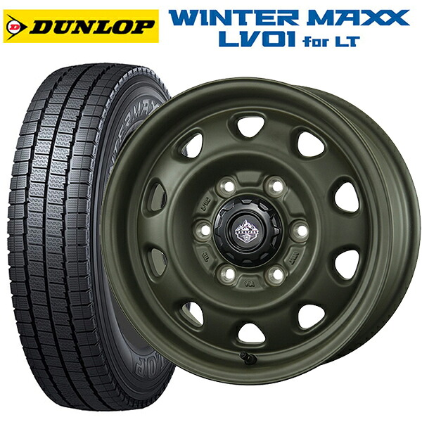 トヨタ ハイエース(200系)用 195/80R15 107/105N ダンロップ ウィンターマックス LV01 for VAN トピー ランドフット SWZ OD 新品スタッドレスタイヤホイール 4本セット